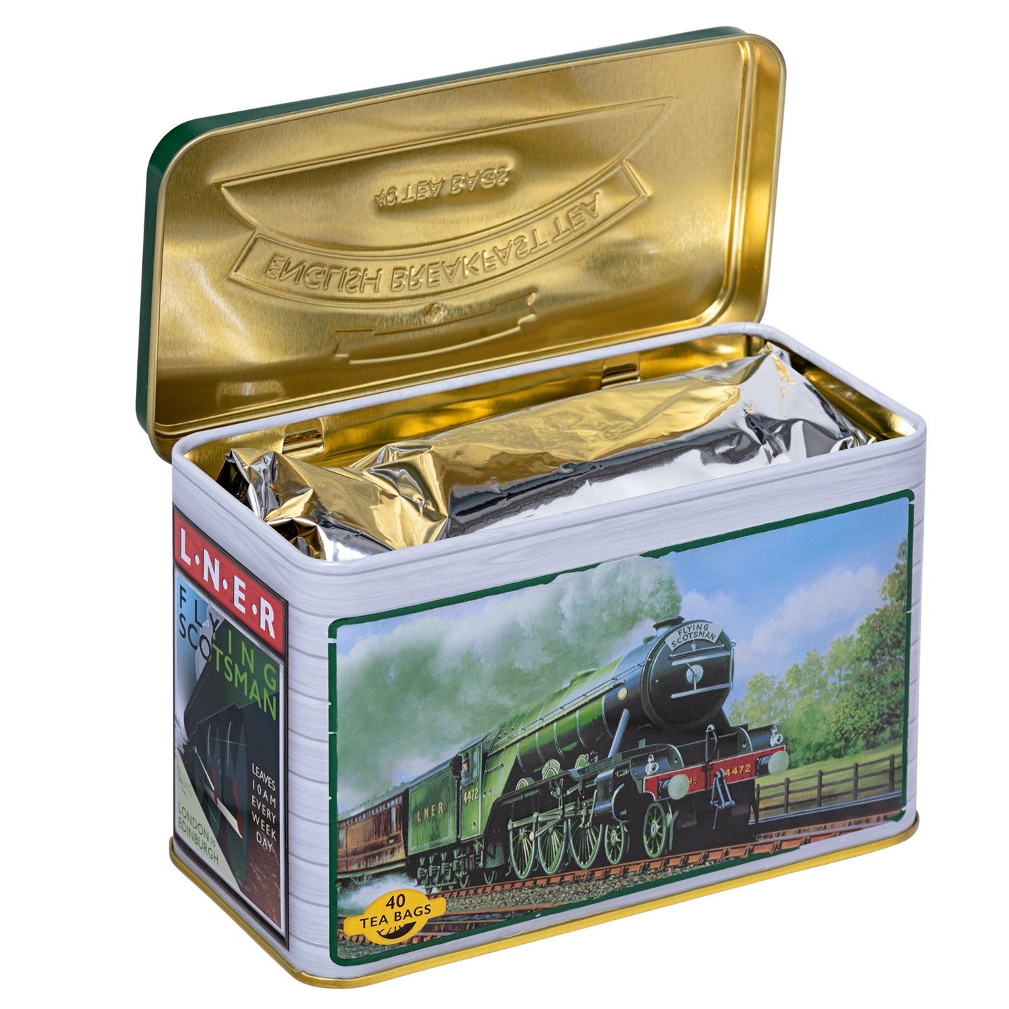 Flying Scotsman Tea Tin with 40 English Breakfast Teabags Black Tea New English Teas 