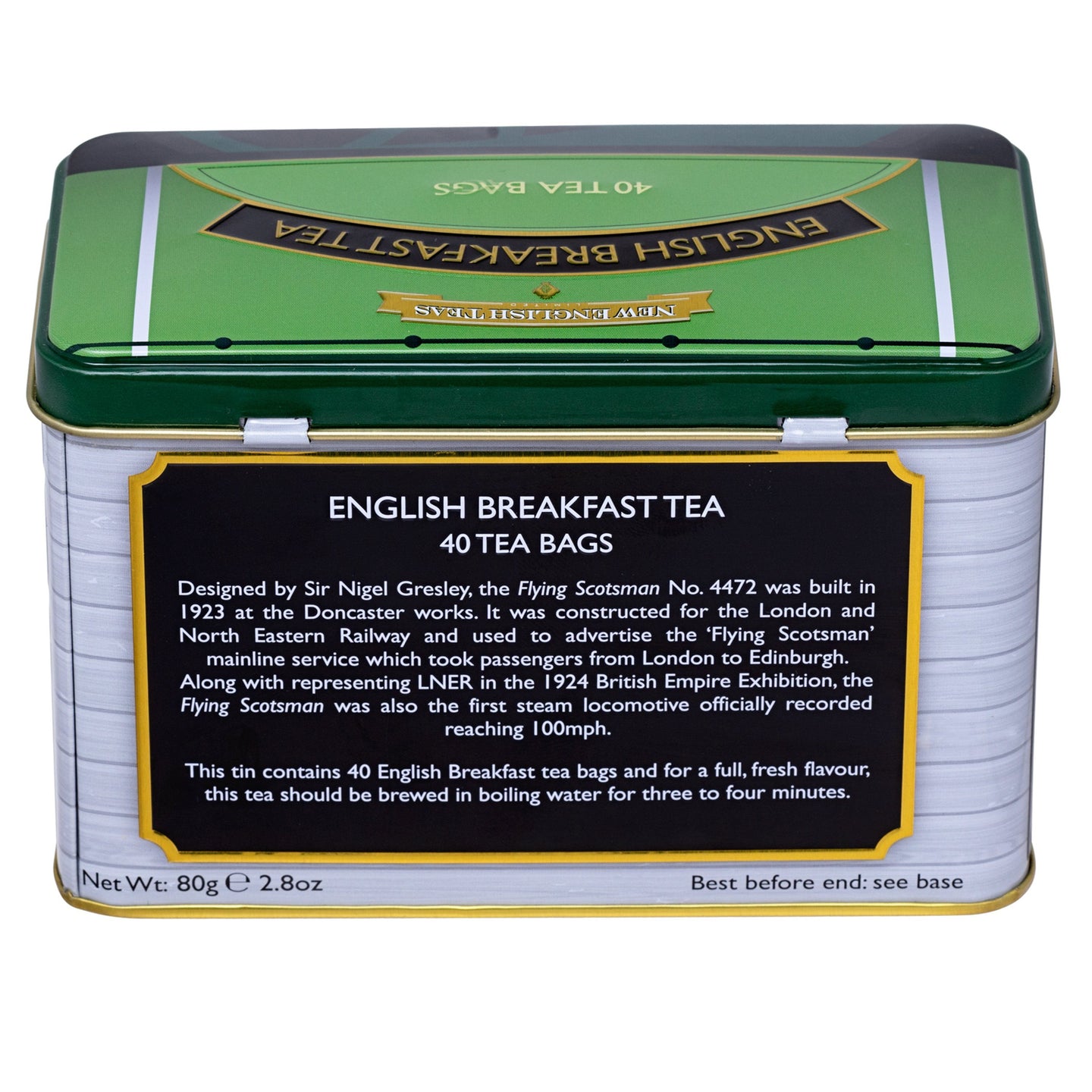 Flying Scotsman Tea Tin with 40 English Breakfast Teabags Black Tea New English Teas 