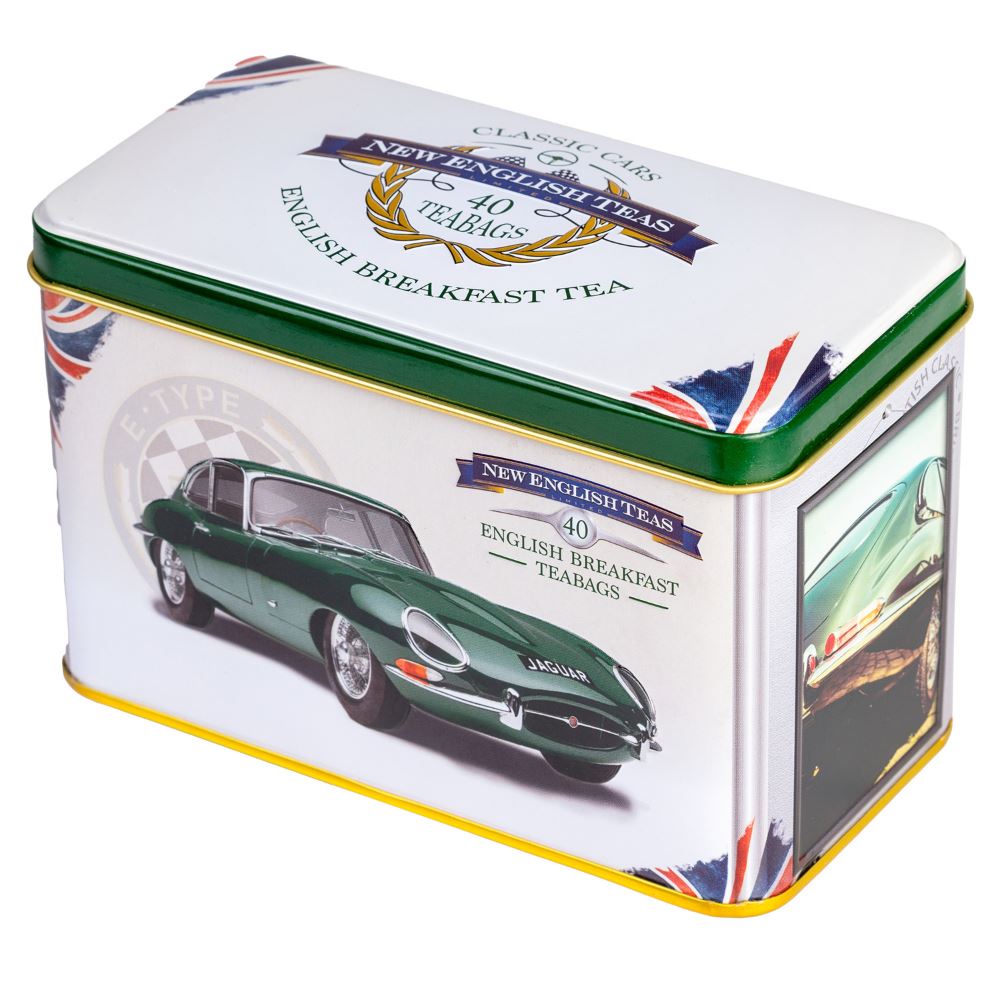 Jaguar E-Type Tea Tin with 40 English Breakfast teabags Black Tea New English Teas 