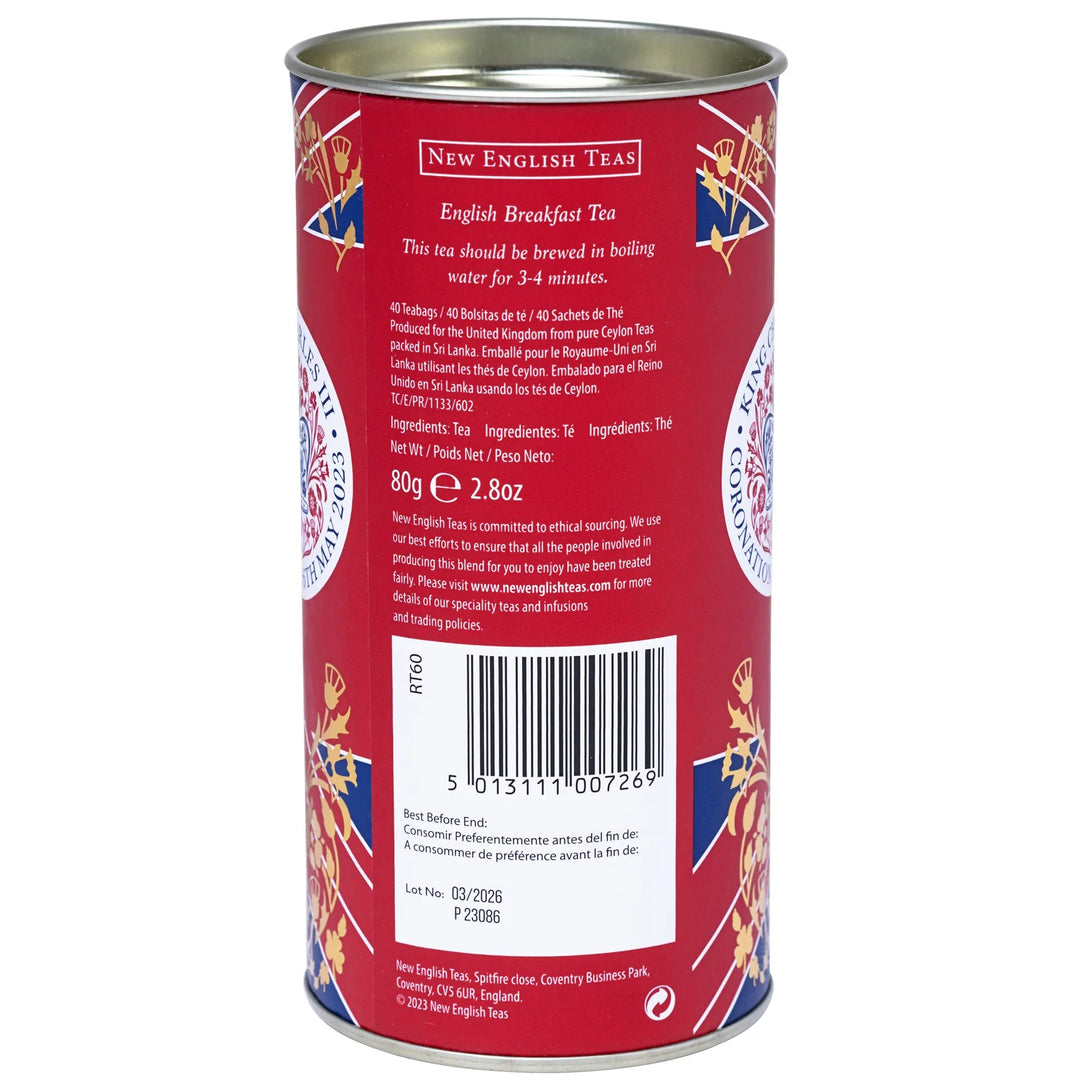 King Charles III Coronation Tea Drum Tea Tins New English Teas 
