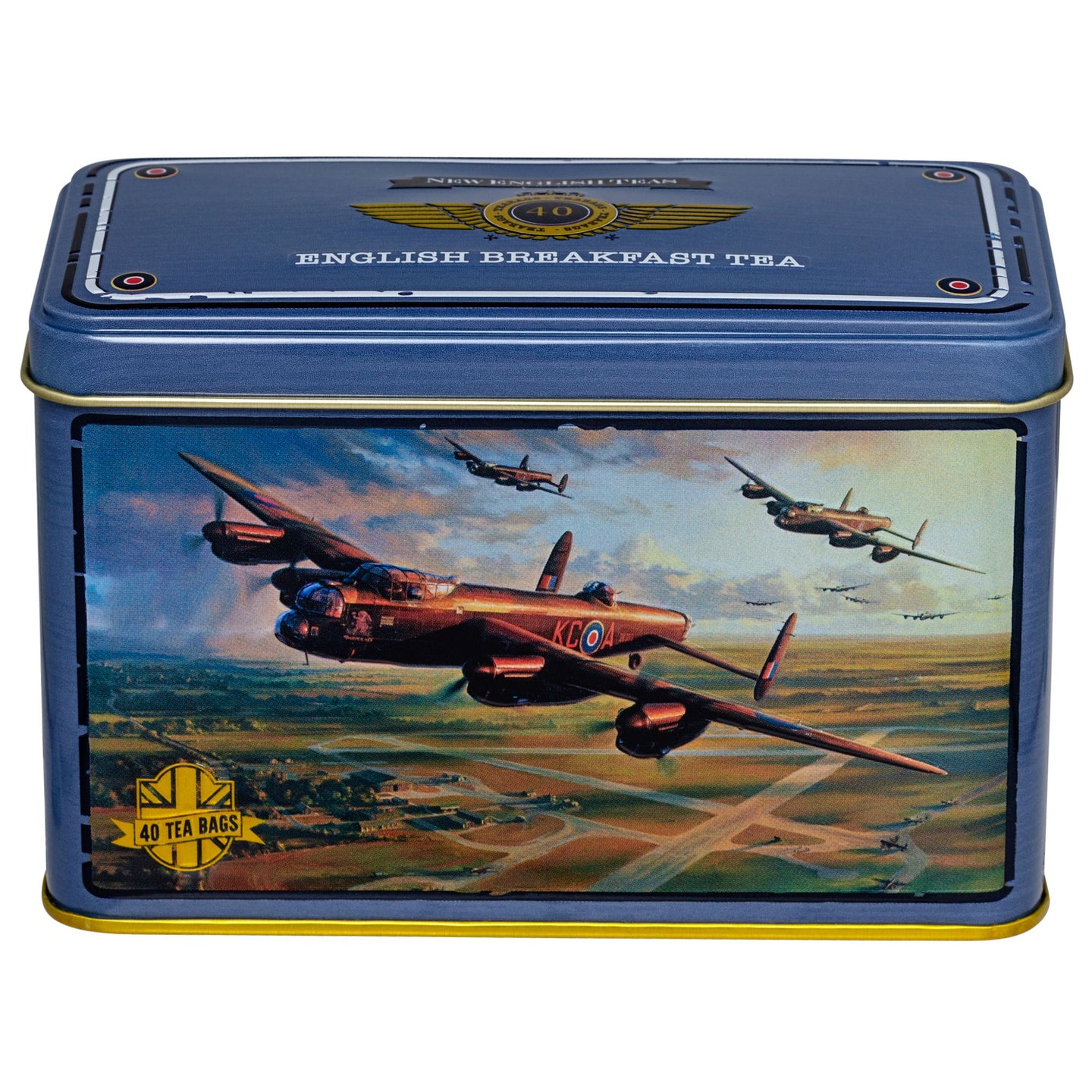 Lancaster Bomber Tea Tin with 40 English Breakfast teabags Black Tea New English Teas 