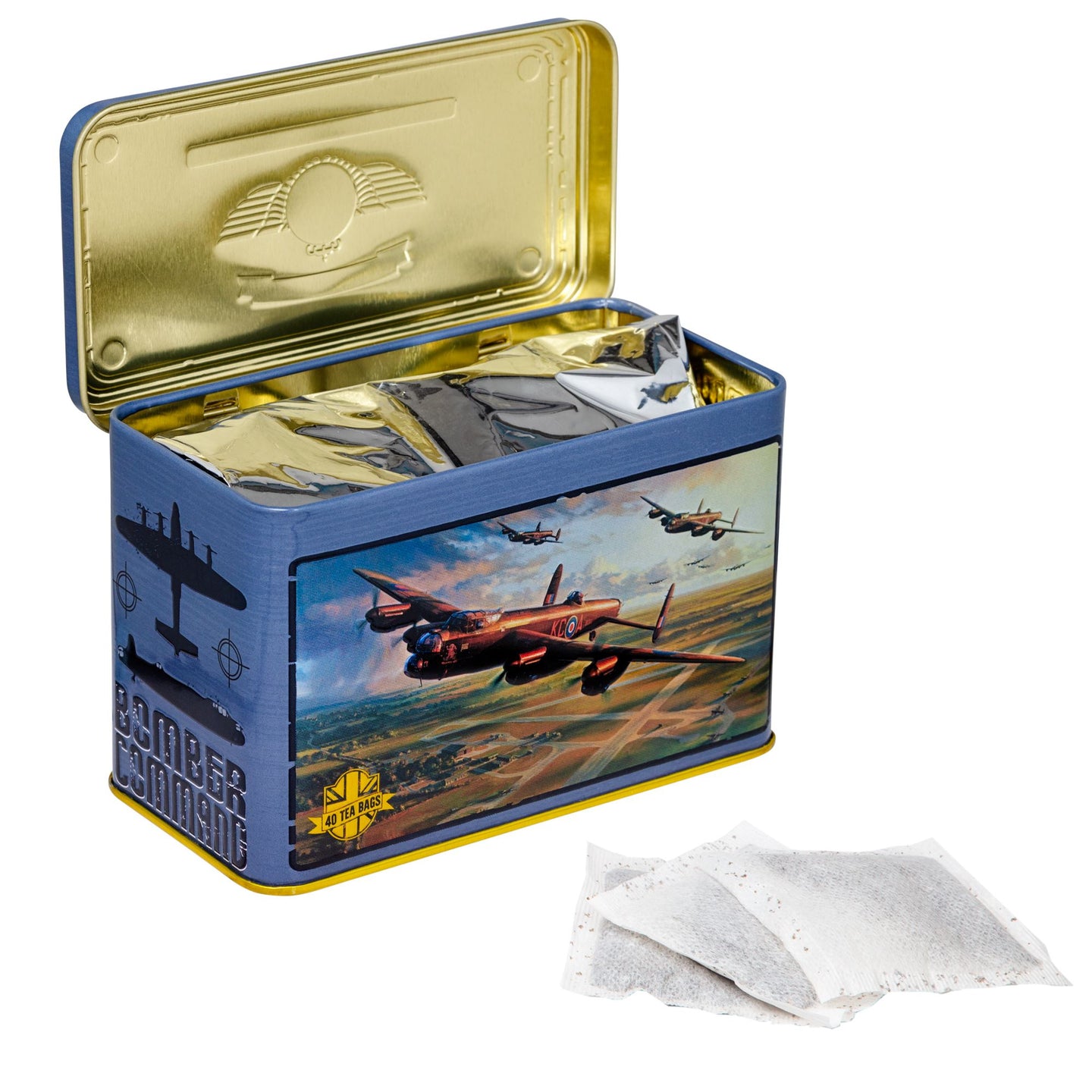 Lancaster Bomber Tea Tin with 40 English Breakfast teabags Black Tea New English Teas 