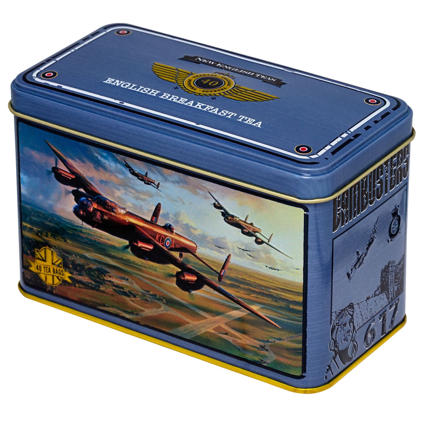 Lancaster Bomber Tea Tin with 40 English Breakfast teabags Black Tea New English Teas 