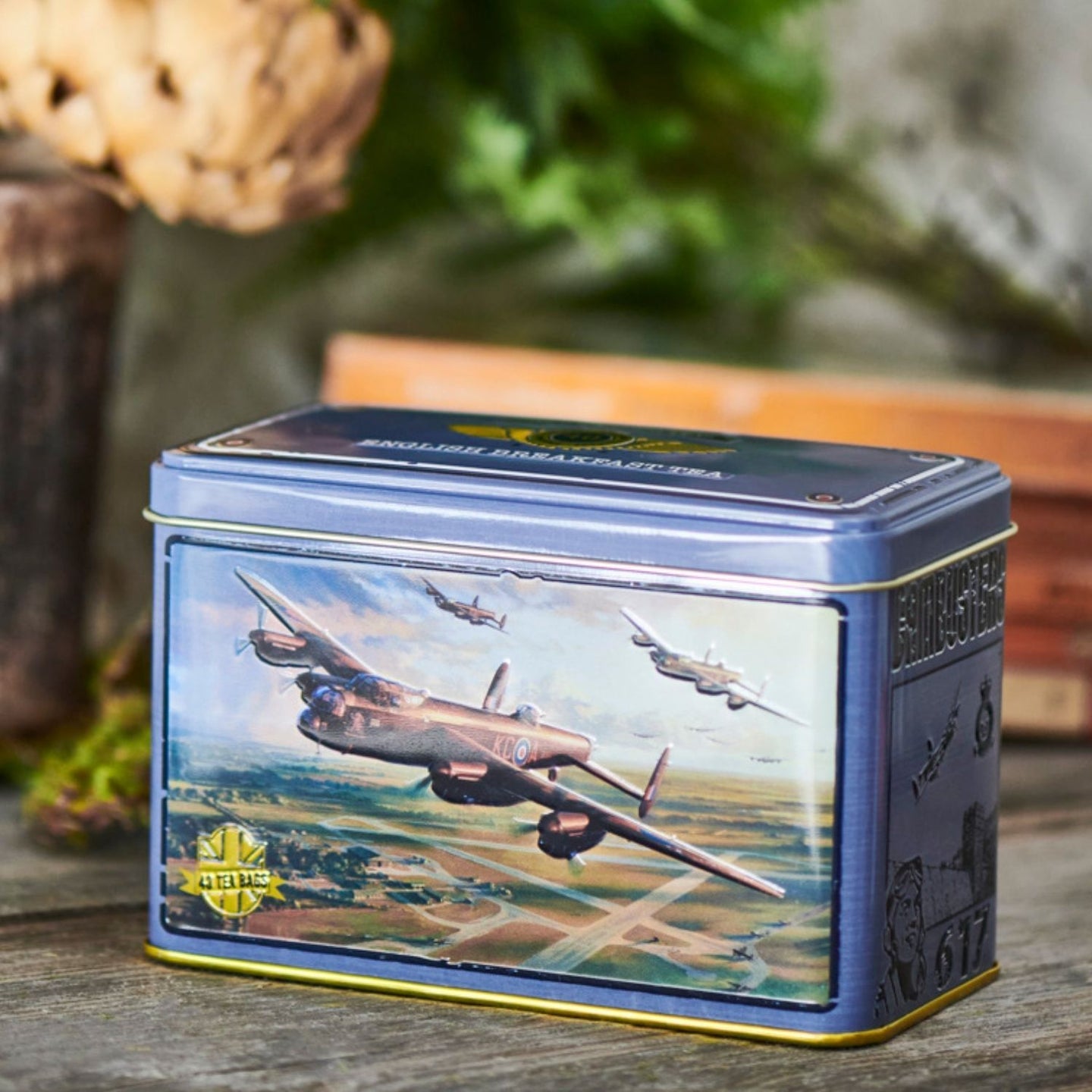 Lancaster Bomber Tea Tin with 40 English Breakfast teabags Black Tea New English Teas 