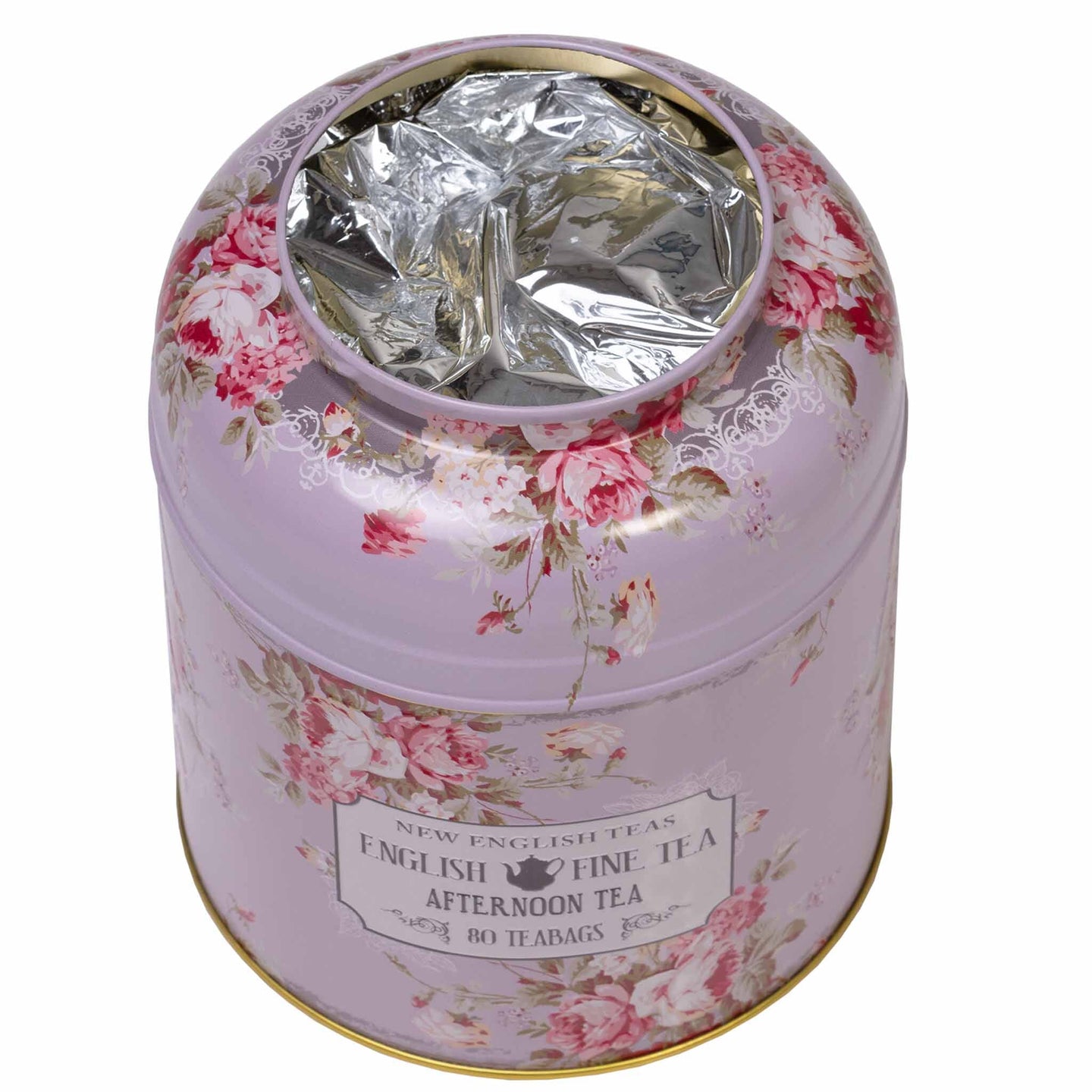 Floral English Fine Teas Tea Caddy With 80 English Afternoon Teabags - Lavender Tea Tins New English Teas 