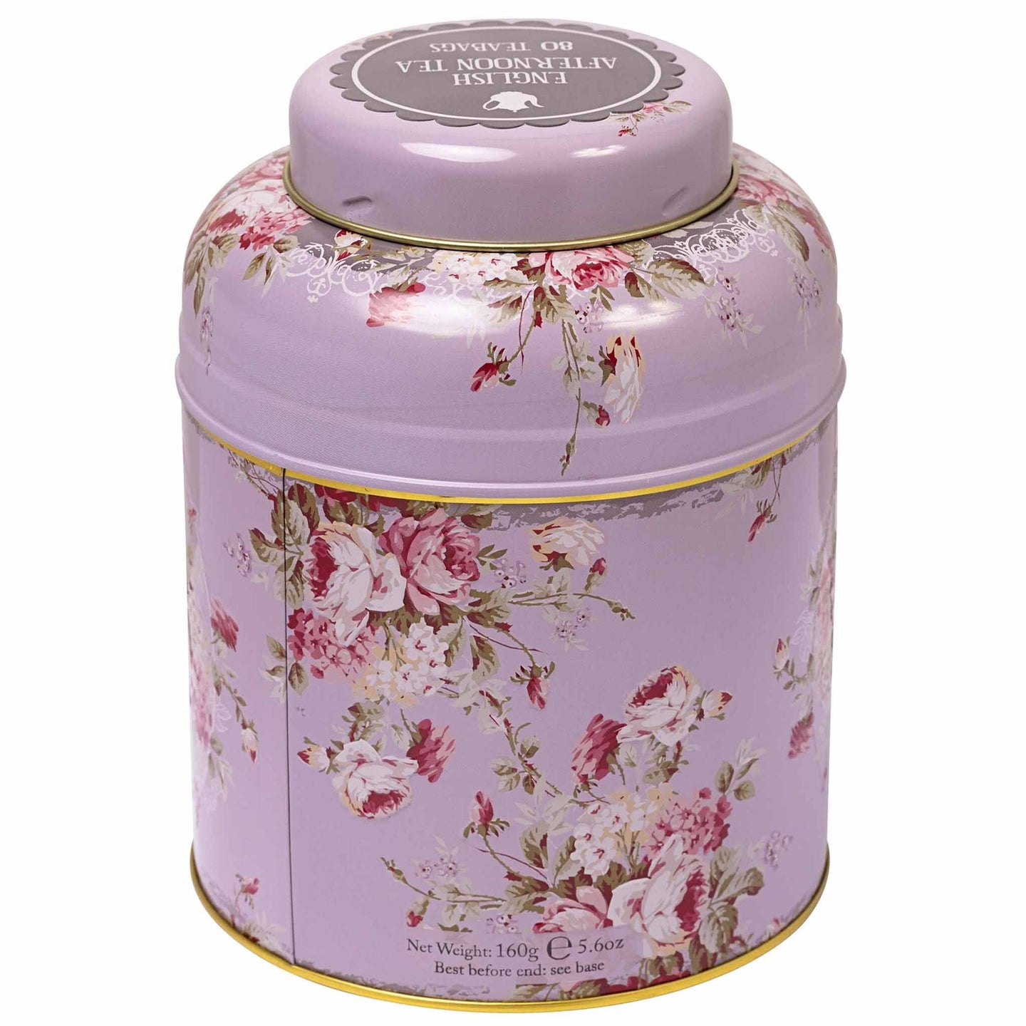 Floral English Fine Teas Tea Caddy With 80 English Afternoon Teabags - Lavender Tea Tins New English Teas 