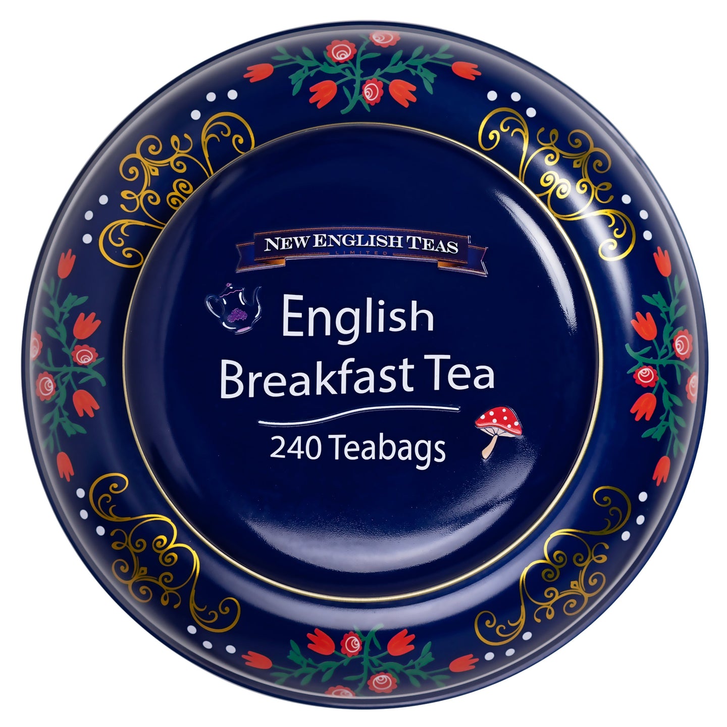 Midnight Alice in Wonderland Tea Caddy with 240 English Breakfast Teabags New English Teas 