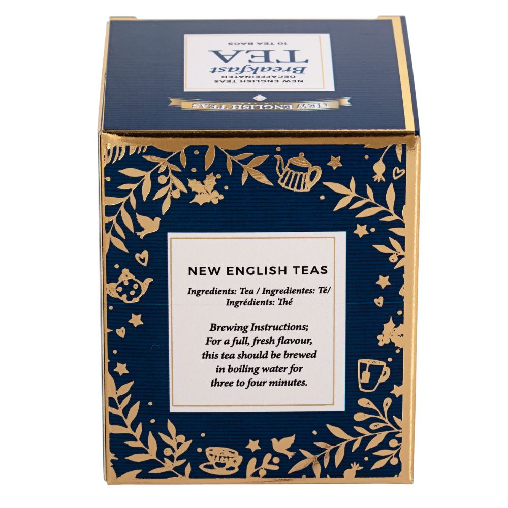 Navy Christmas Teabag Box with 10 Breakfast Tea Teabags Black Tea New English Teas 