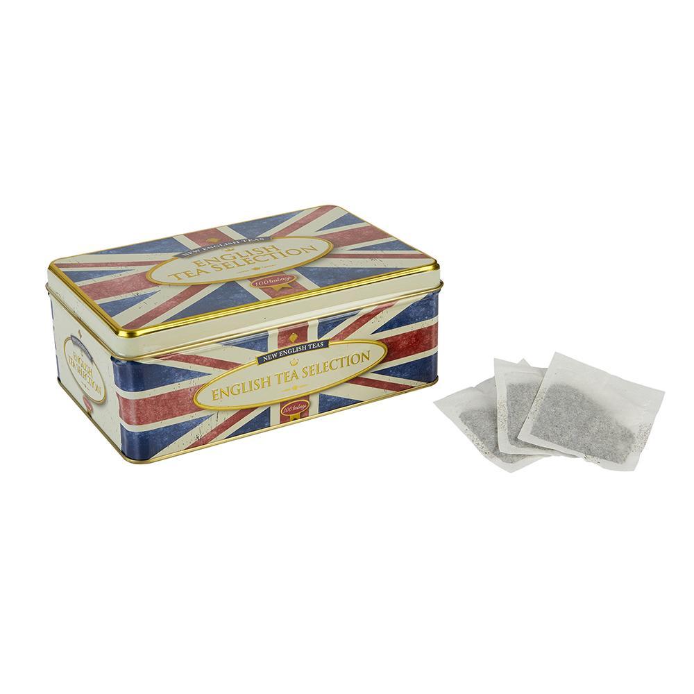 New English Teas Retro Union Jack Fine English Tea Selection Tin 100 Teabags Black Tea New English Teas 