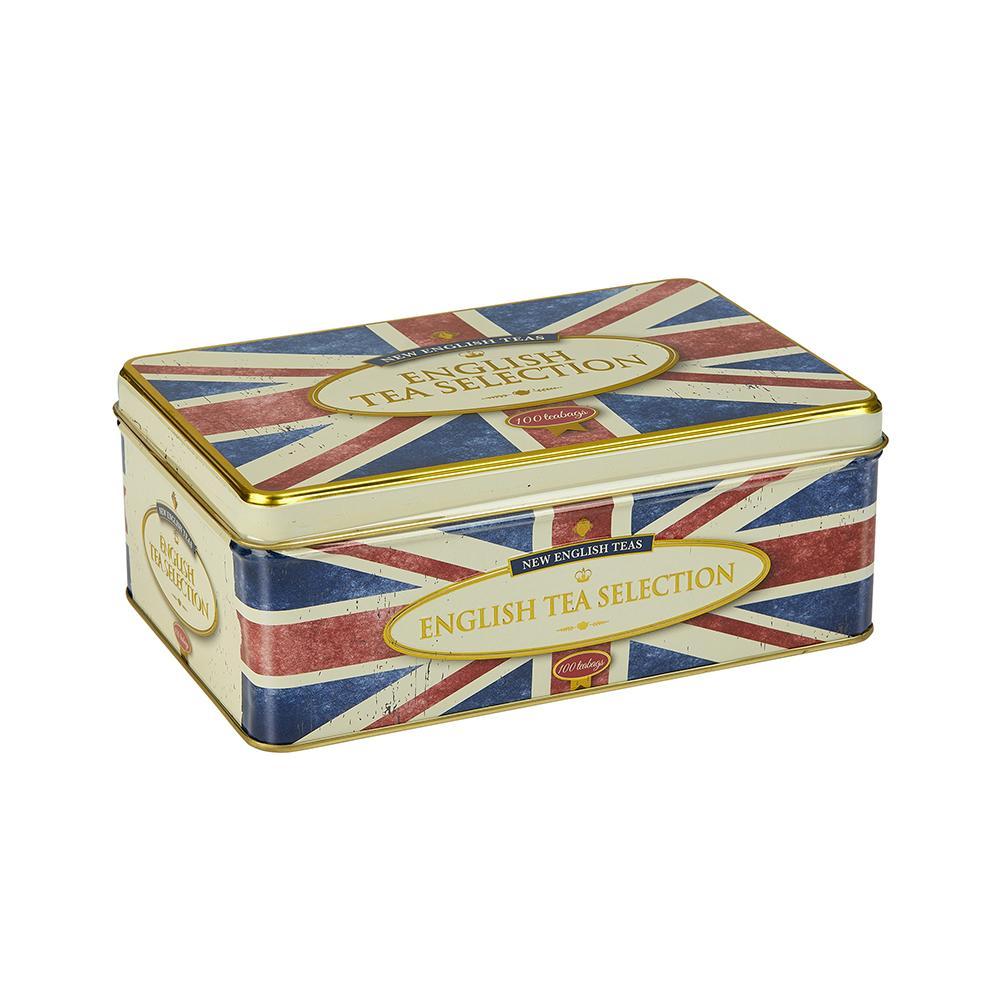 New English Teas Retro Union Jack Fine English Tea Selection Tin 100 Teabags Black Tea New English Teas 