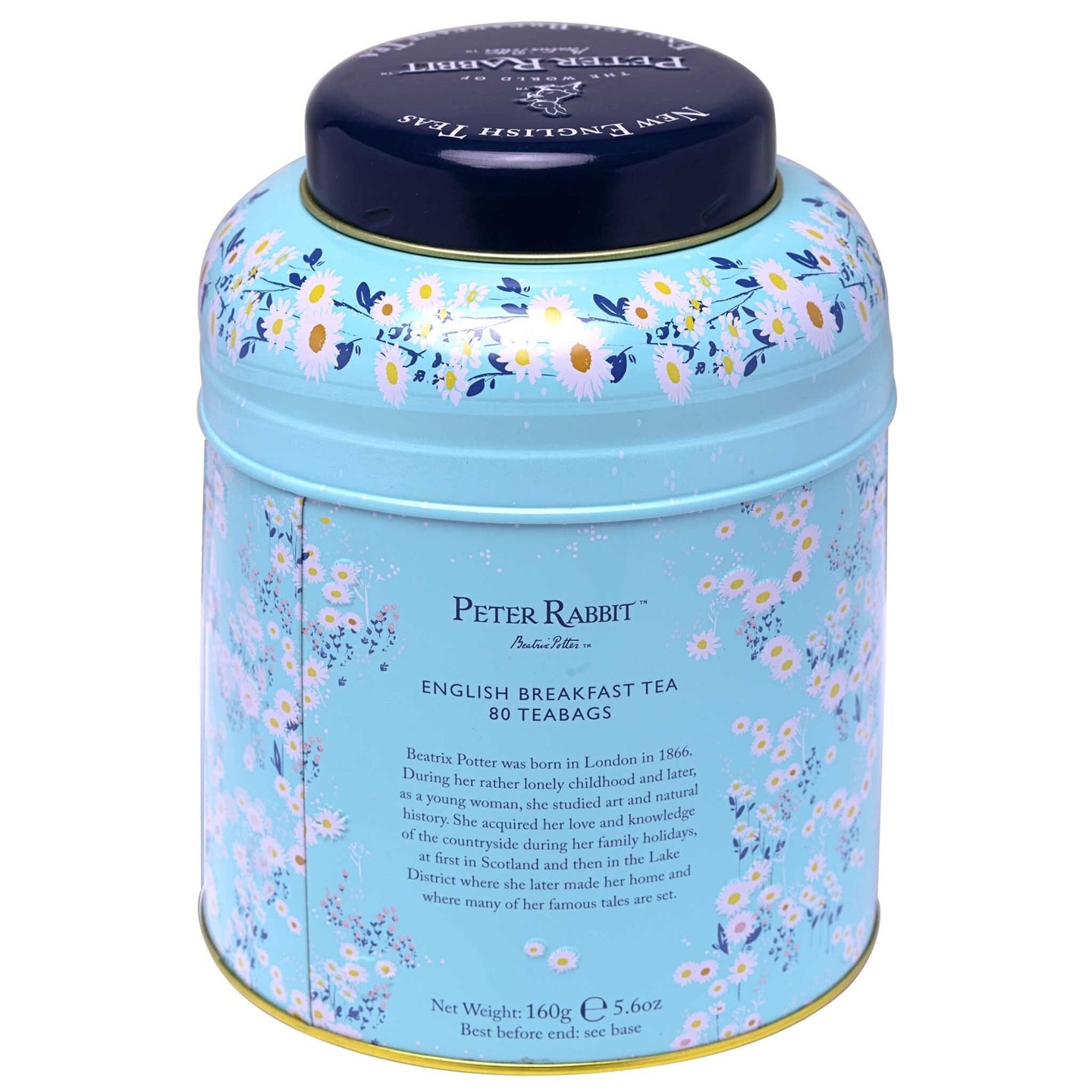 Peter Rabbit Daisies Tea Caddy with 80 English Breakfast Teabags Tea Tins New English Teas 