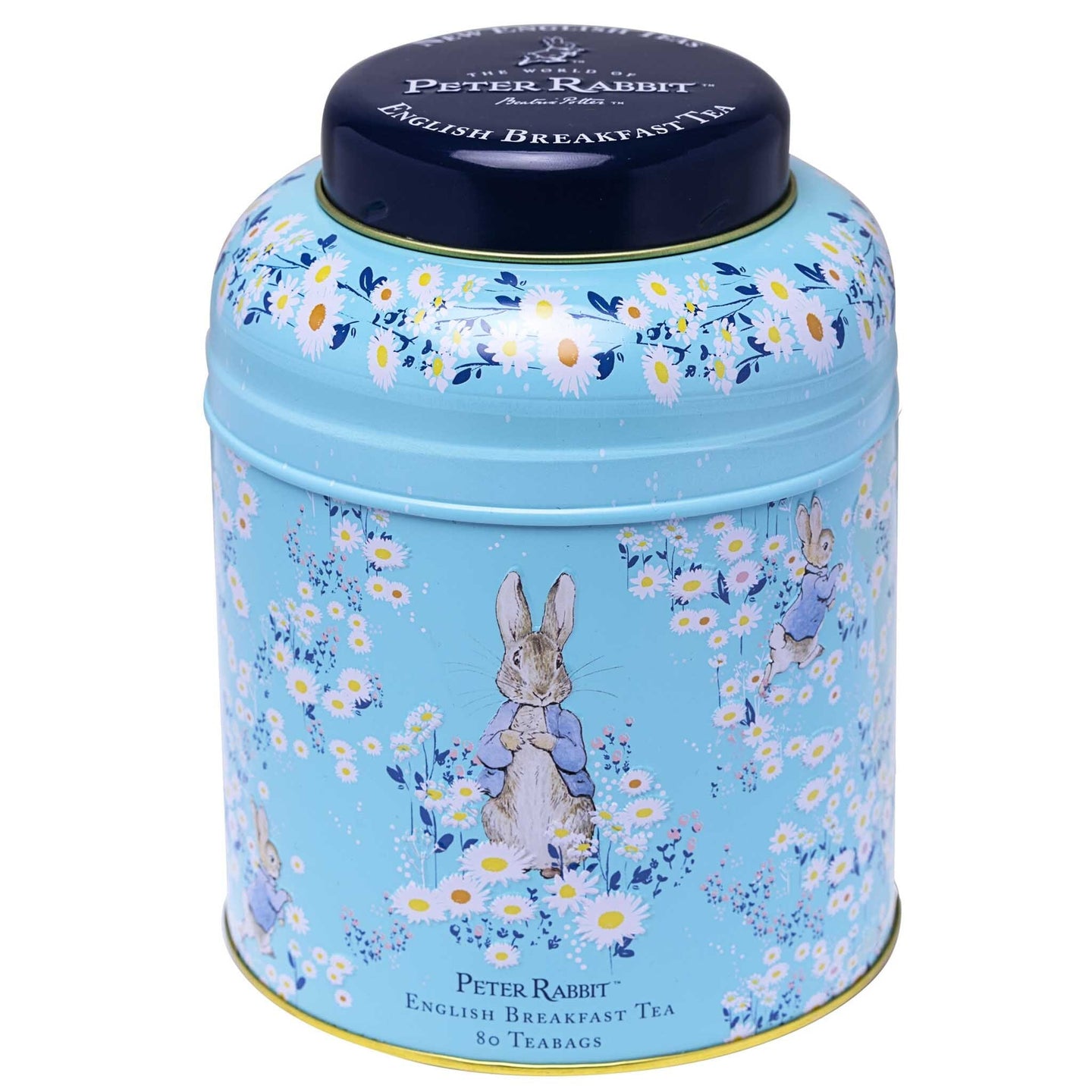 Peter Rabbit Daisies Tea Caddy with 80 English Breakfast Teabags Tea Tins New English Teas 