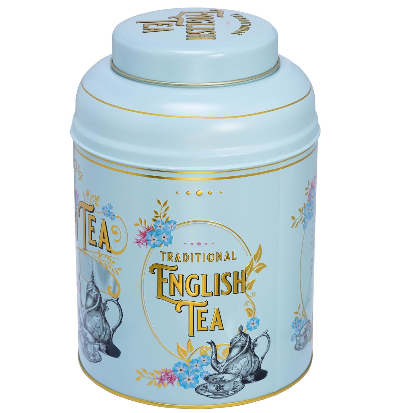 Powder Blue Vintage Victorian Tin With 240 English Breakfast Teabags Tea Tins New English Teas 