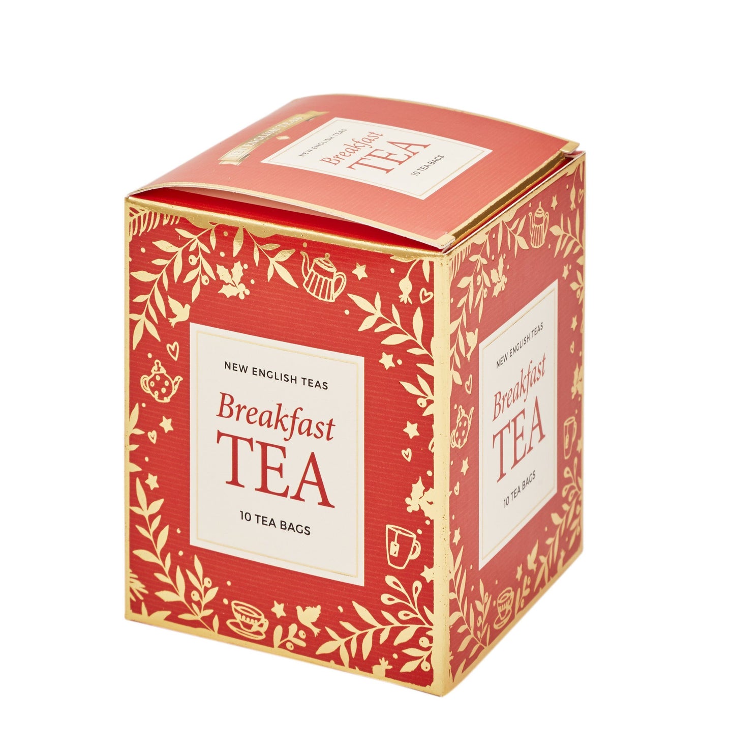 Red Christmas Teabag Box with 10 Breakfast Tea Teabags Black Tea New English Teas 