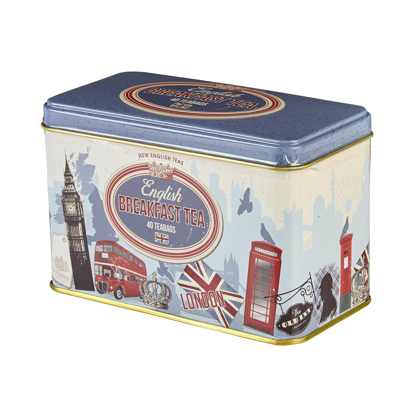 Retro London English Breakfast Tea Tin 40 Teabags Black Tea New English Teas 