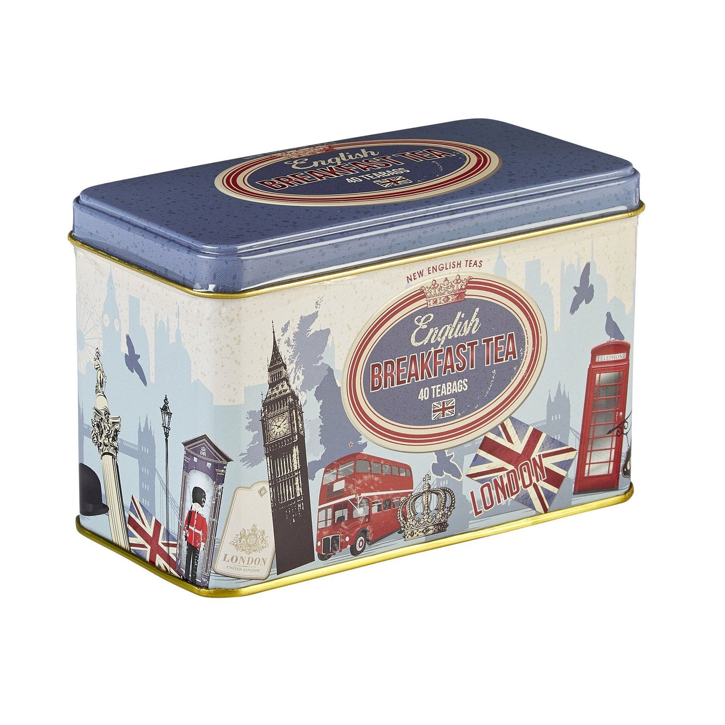 Retro London English Breakfast Tea Tin 40 Teabags Black Tea New English Teas 