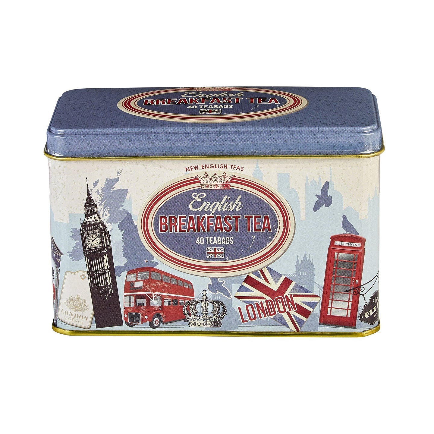 Retro London English Breakfast Tea Tin 40 Teabags Black Tea New English Teas 