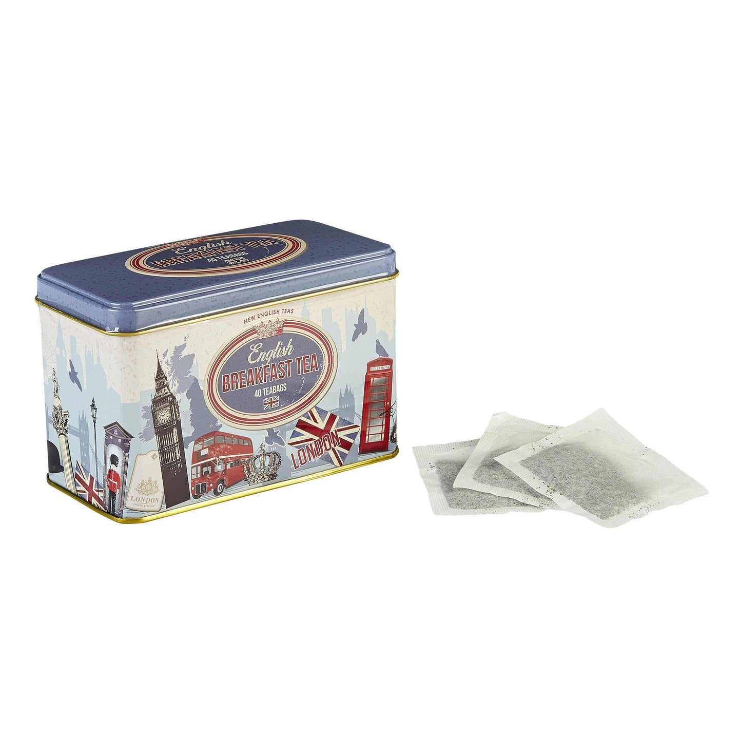 Retro London English Breakfast Tea Tin 40 Teabags Black Tea New English Teas 