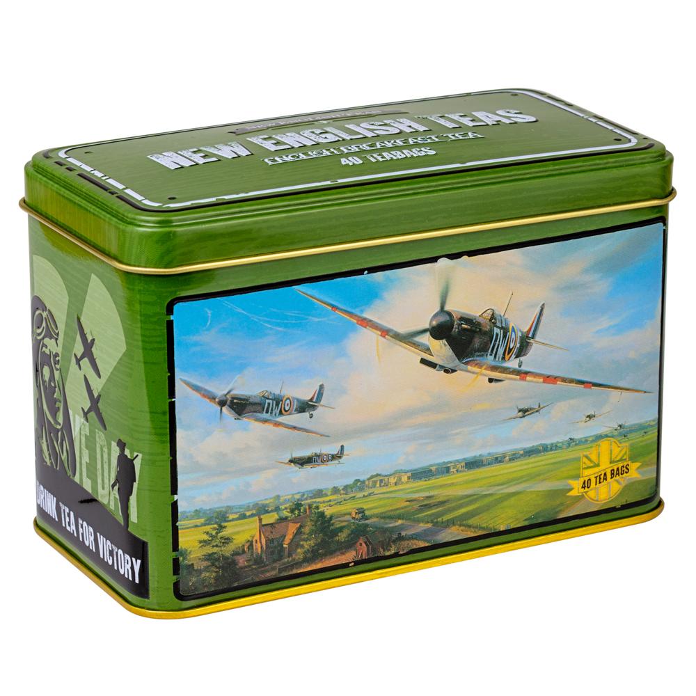 Spitfire Tea Tin with 40 English Breakfast teabags Black Tea New English Teas 