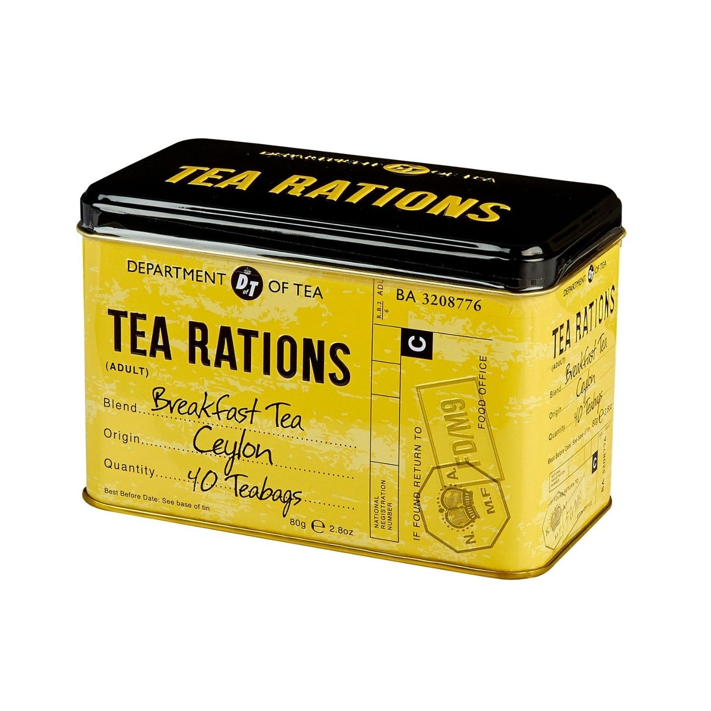 Tea Rations Tea Tin with 40 English Breakfast teabags Black Tea New English Teas 