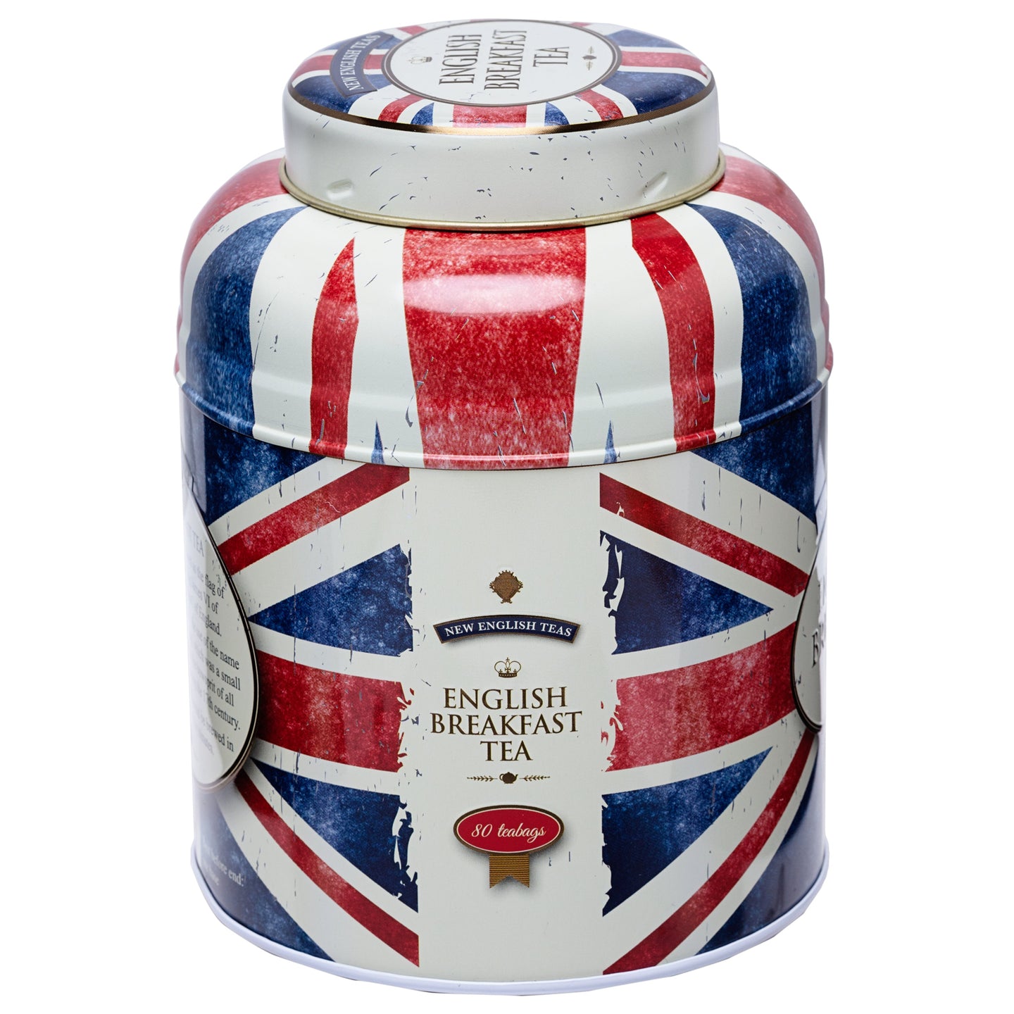 Union Jack Round Tea Caddy with 80 English Breakfast Teabags Black Tea New English Teas 