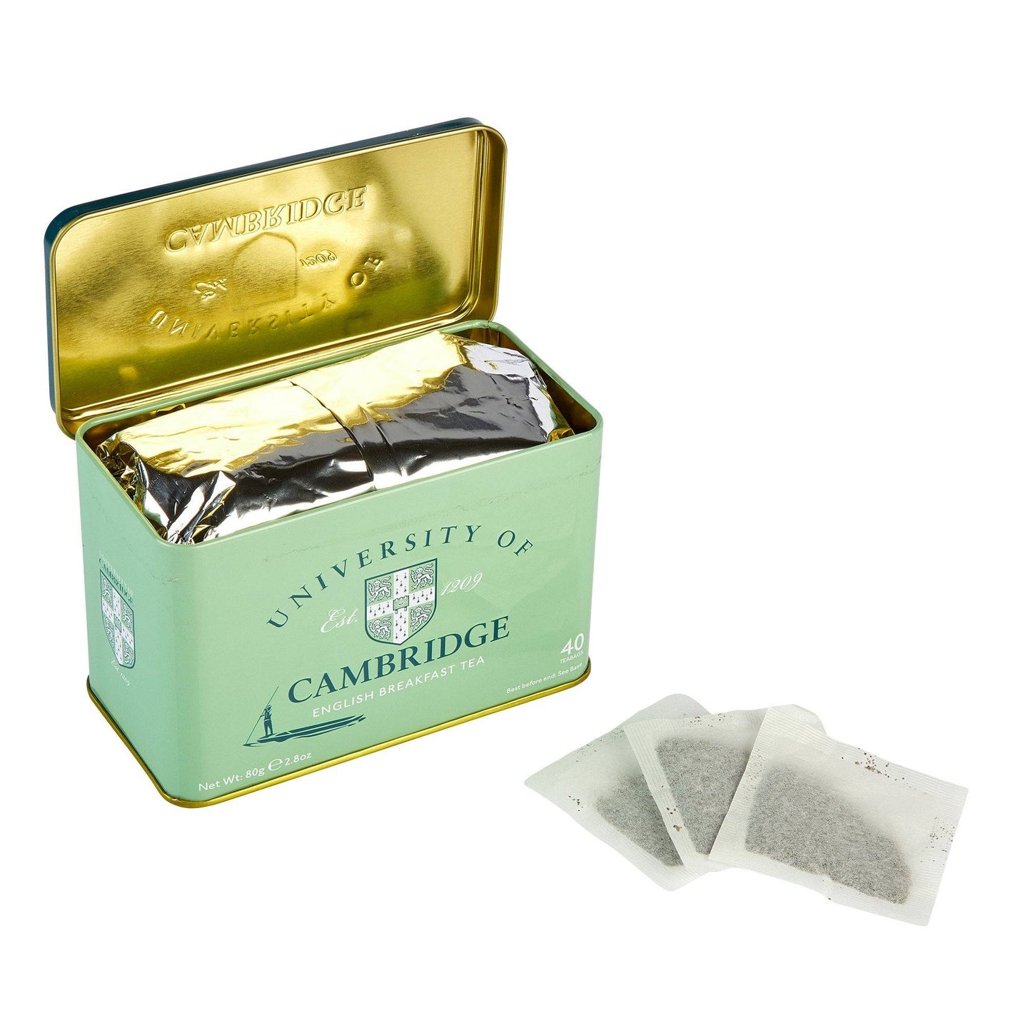 University Of Cambridge English Breakfast Tea Tin 40 Teabags Black Tea New English Teas 