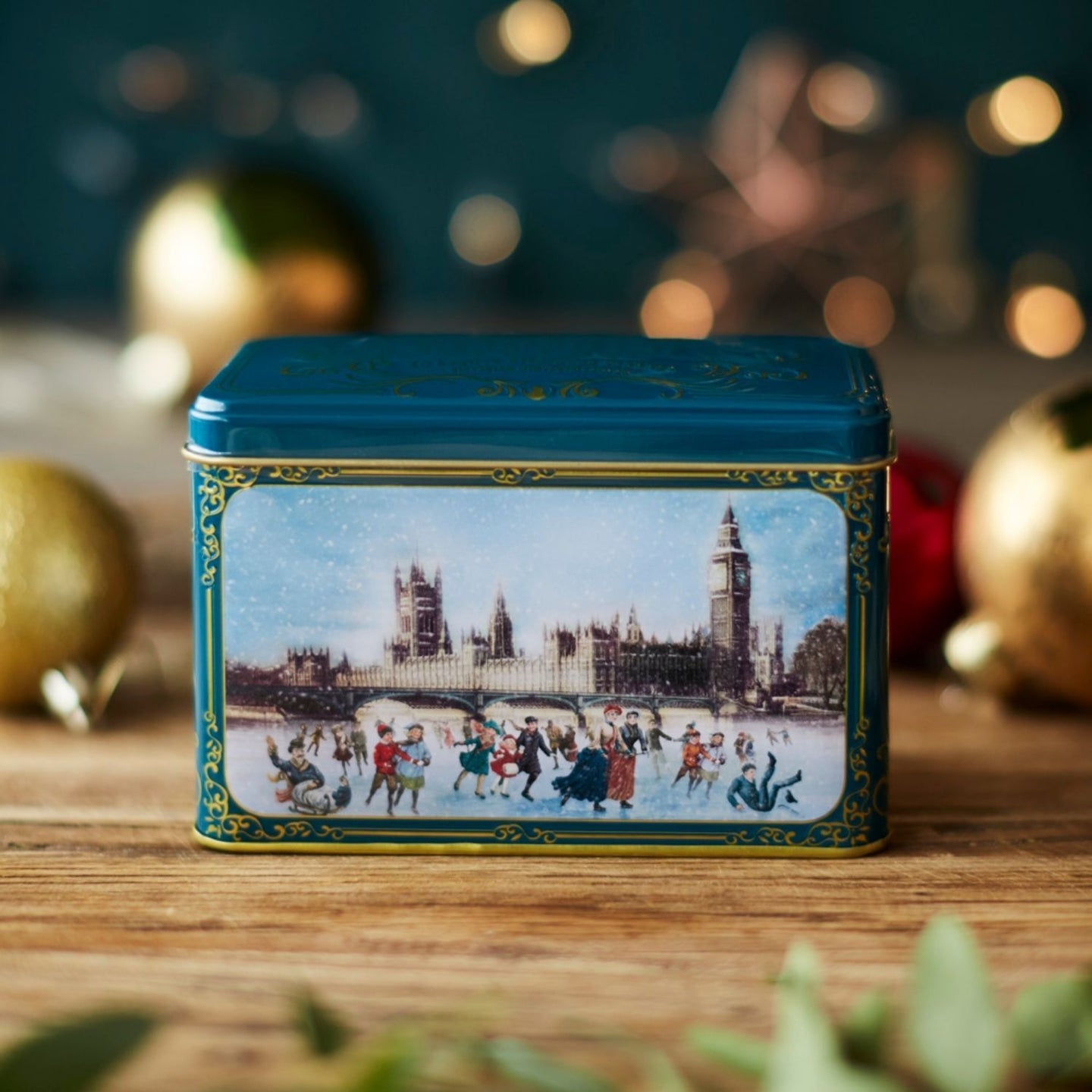 Victorian Christmas Skaters Tea Tin with 40 English Afternoon Teabags Black Tea New English Teas 