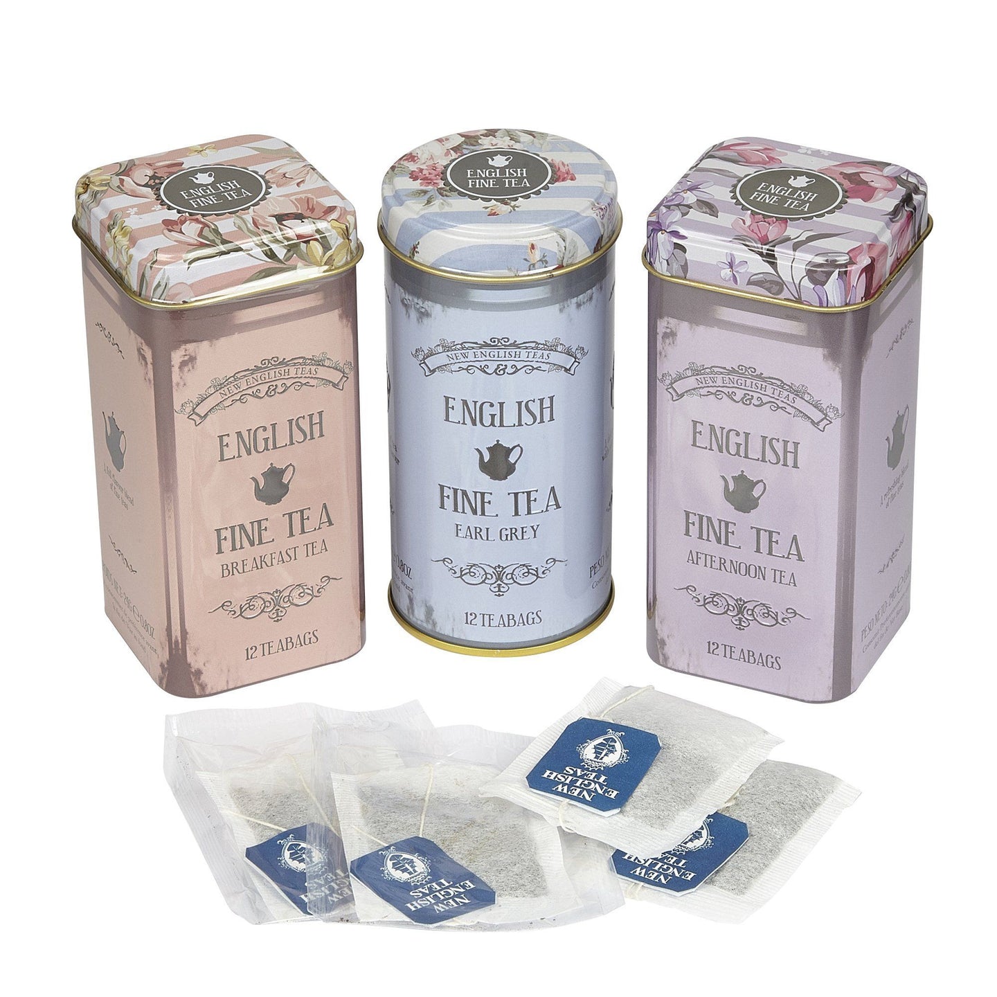 Vintage Floral Triple Tea Tin Gift Pack Black Tea New English Teas 