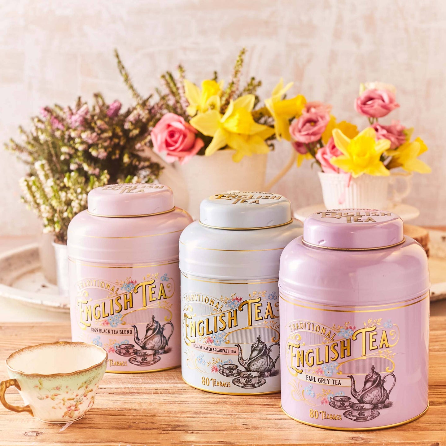 Vintage Victorian Tea Caddy Triple Gift Set Tea Tins New English Teas 