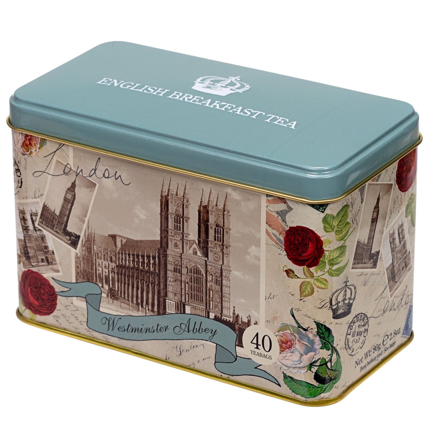 Westminster Abbey Tea Tin with English Breakfast Teabags Black Tea New English Teas 