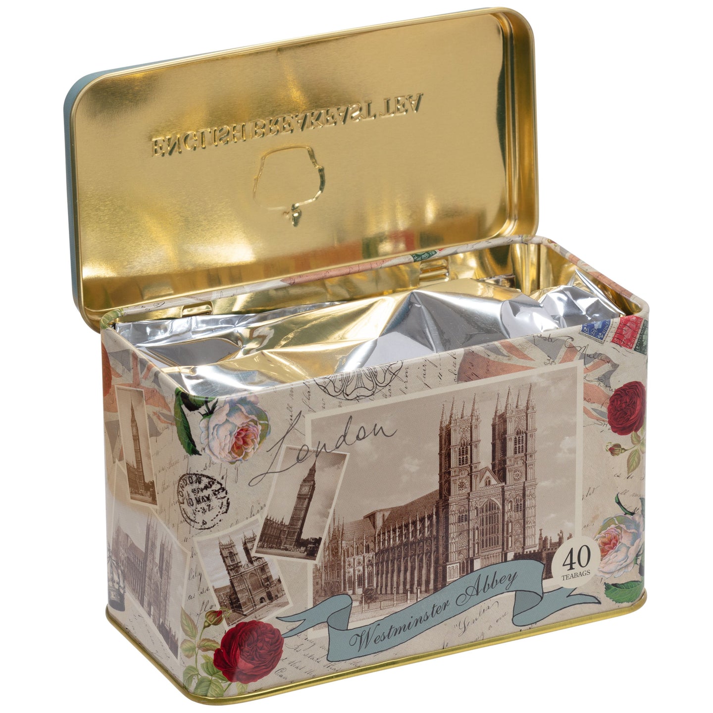 Westminster Abbey Tea Tin with English Breakfast Teabags Black Tea New English Teas 