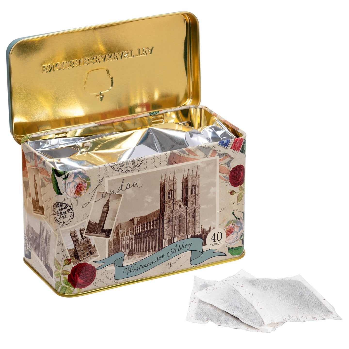 Westminster Abbey Tea Tin with English Breakfast Teabags Black Tea New English Teas 